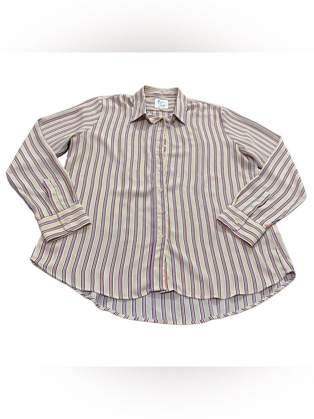 THE SHIRT by Rochelle Behrens Women’s Regency Stripe Button Down Shirt XL